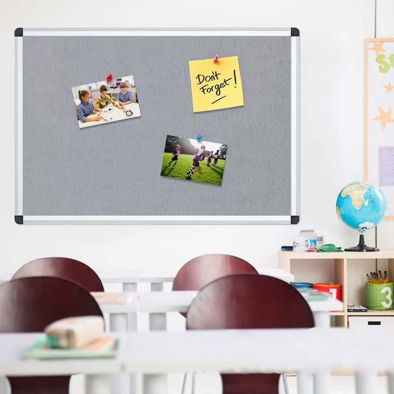 VIZ-PRO Notice Board Felt Gray, 36 X 24 Inches, Silver Aluminium Frame - Image 5